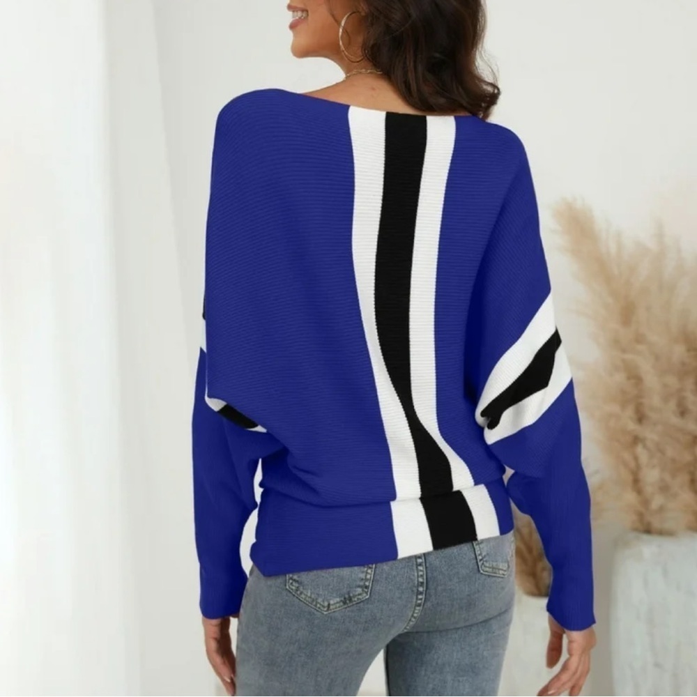 Off the shoulder batwing boat neck knit sweater - M - Picture 3 of 8